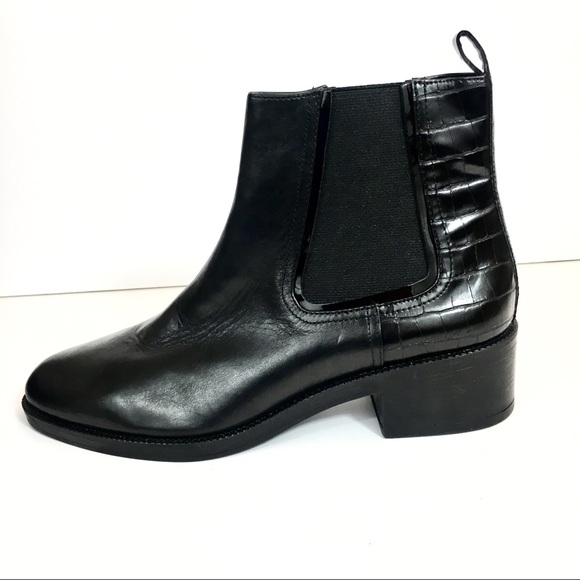 Zara leather and croc embossed bootie - Picture 3 of 6